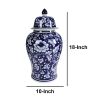 Floral Design Ginger Jar with Lid, Blue and White