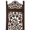 Handcrafted Wooden 4 Panel Room Divider Screen Featuring Lotus Pattern-Reversible