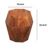 DunaWest21.5 inch Faceted Handcrafted Mango Wood Side End Table with Octagonal Top, Brown