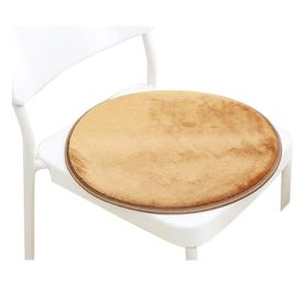 Winter Plush Round Warm Sofa Cushion Office/Student Non-slip Mat-Brown