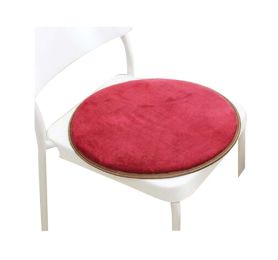 Winter Plush Round Warm Sofa Cushion Office/Student Non-slip Mat-Red