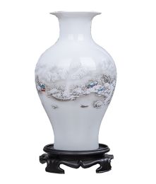 Chinese White Ceramic Vase Art Home Decorative Vase,Landscape