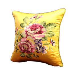 Chinese Style Classical Flowers Embroidered Decorative Pillows Sofa Pillow Cover, #01