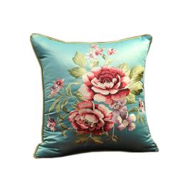 Chinese Style Classical Flowers Embroidered Decorative Pillows Sofa Pillow Cover, #04