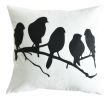 Living Room Bedroom Sofa Pillow, White Bottom And Black Cartoon Birds
