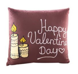 Valentine's Day Gift For Lover, Square Candle Pattern Brown Pillow For Home Sofa