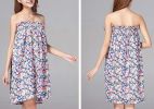New Floral Pattern Women Strapless Bath Skirt Cotton Spa Bathrobe Dress, 1 piece (01)