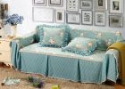 Retro Blue Floral Pattern Three Seats Sofa Cushion cover, 215 By 300CM