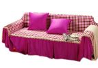 Soft Crease Resistant Short Hair Fuchsia Plaid Couch Slipcover, 200 By 300CM