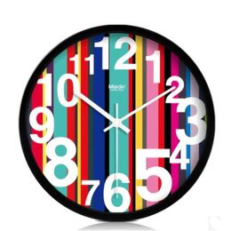 (Dark Stripes) 10-inch Silent fashion Art Pastoral Round Wall Clock (NO.017)
