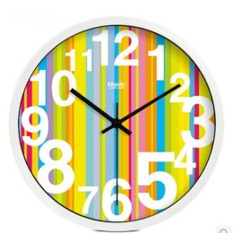 (YELLOW Stripes) 10-inch Silent fashion Art Pastoral Round Wall Clock (NO.018)
