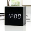 Creative Wood Grain Alarm Clock With Temperature Function Display (Black)