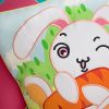 [Bunny & Carrot] Embroidered Applique Pillow Cushion / Floor Cushion (19.7 by 19.7 inches)