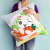 [Bunny & Carrot] Embroidered Applique Pillow Cushion / Floor Cushion (19.7 by 19.7 inches)