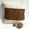 Onitiva - [Autumn Leaves] Linen Patch Work Pillow Cushion Floor Cushion (19.7 by 19.7 inches)
