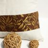 Onitiva - [Gold Autumn] Linen Stylish Patch Work Pillow Cushion Floor Cushion (19.7 by 19.7 inches)