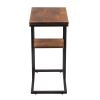 Iron Framed Mango Wood Accent Table with Lower Shelf, Brown