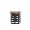 DunaWest Round Nesting Coffee Tables With Caged Metal Base, Black and Brown, Set of 3