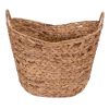 Boat Shape Iron Bar Framed Water Hyacinth Basket With Round Handles, Brown