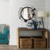 DunaWest Round Accent Wall Mirror with Scalloped Design and Beveled Edges, Silver
