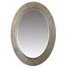 DunaWest Oval Wood Encased Beveled Wall Decor Mirror with Reeded Design, Silver