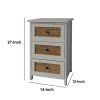 DunaWest 3 Drawer Wooden Accent Cabinet with Corn Husk Weave Front, White and Brown