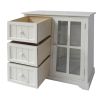 DunaWest 23.62 Inches 3 Drawer Wooden Storage Cabinet with Glass Door and Round Knobs, White