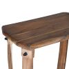 DunaWest 24 Inch Retro Rectangular Wooden End Side Accent Table with Bottom Shelf, Natural Brown
