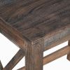 DunaWest Rustic Rectangular Farmhouse Mango Wood Nesting Table with X Side Panels, Set of 3, Brown