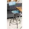 Benzara Industrial Style Metal Bar Chair With Adjustable Seat, Blue