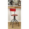 Benzara Industrial Style Metal Bar Chair With Adjustable Seat, Red