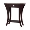 DunaWest Wooden Console Sofa Side End Table With 1 Drawer and Open Shelf, Dark Brown