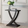 DunaWest Wooden Console Sofa Side End Table with Curved Legs, Distressed Gray