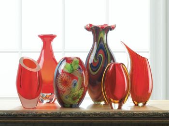 Red Art Glass Bottleneck Vase