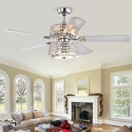 Walter Dual Lamp Chrome 52-inch Lighted Ceiling Fan w Crystal Shades
